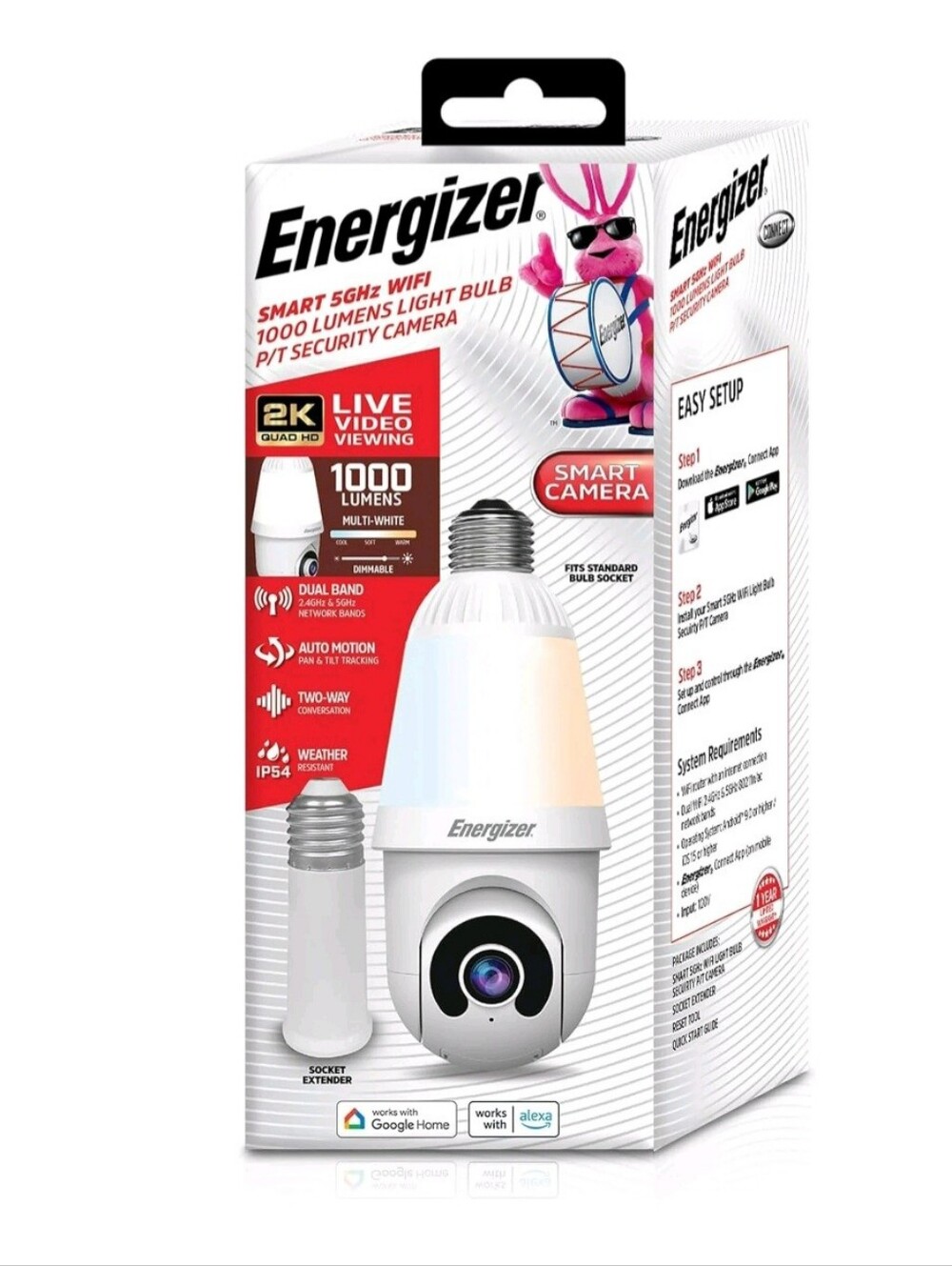 Energizer White Smart WiFi Light Bulb Security Camera — 1000 Lumens. New In Box. - Picture 9 of 16
